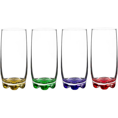 Verres à gin vibrant GlassSalle de GlassSafe - Base colorée 13,25 oz, ensemble de 4