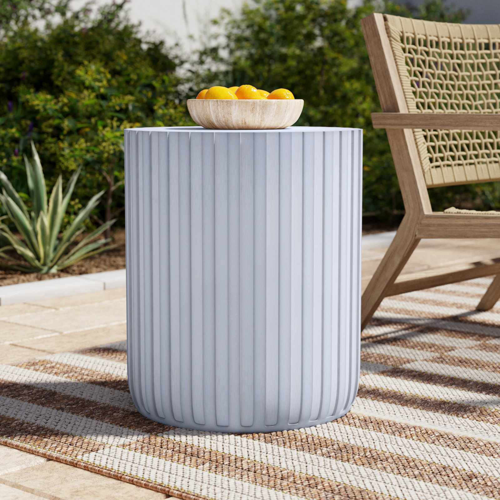Halona 16" Patio Side Table, Light Gray