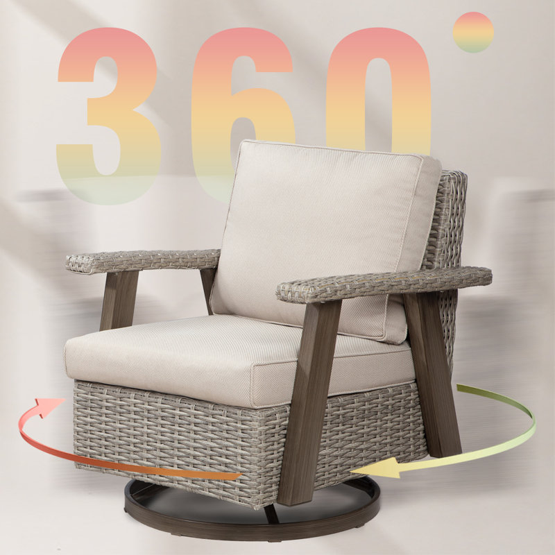 Mezaire 4 - Person Patio Conversation Sets with Cushions, Beige