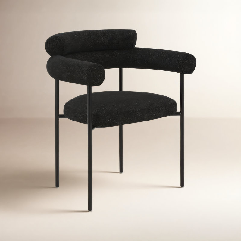Chaise de salle à manger Bellport, Noir / lin blanc