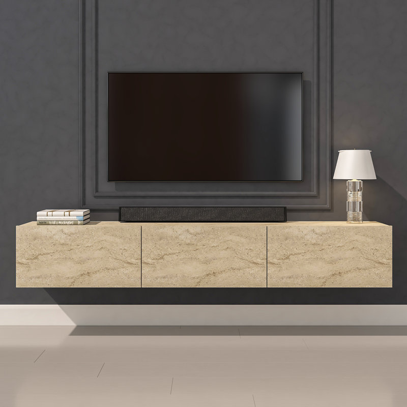 Hamman Modern 71" Floating TV Stand with Storage Wall-Mounted Media Console for TVs up to 80", Sand Oak