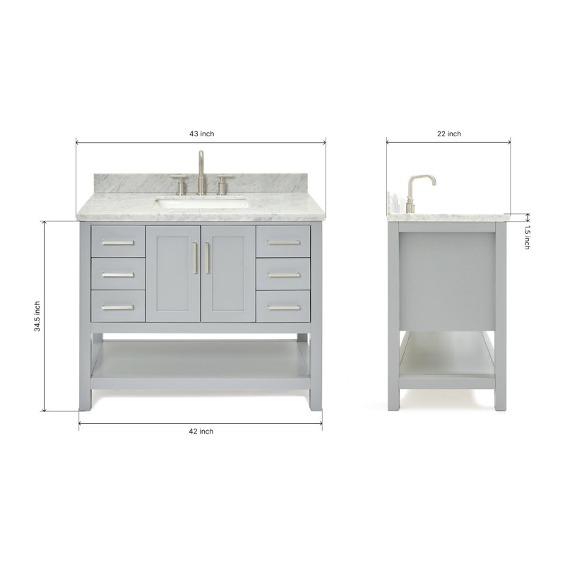 Magnolia Bath Vanity Rectangular Basin S043SCWRV, Gray, Rectangular