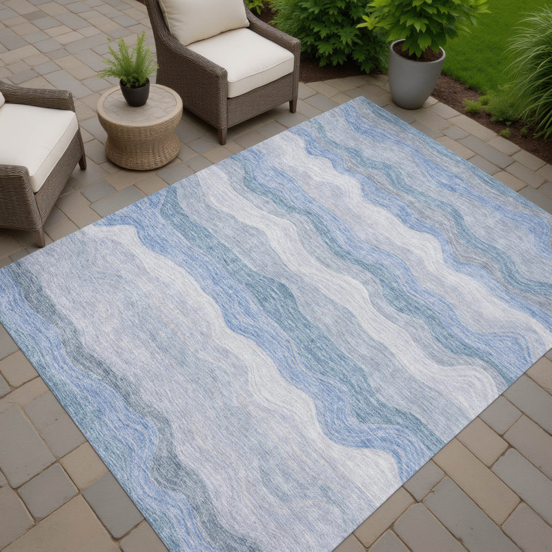 Machine Washable Indoor/Outdoor Lanphear ACN2397 Stripes Rug, Rectangle 5' x 7'6"