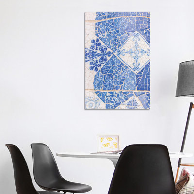 Mosiac Detail, Barcelona, Spain by Lovelylittlehomeco - Wrapped Canvas Print