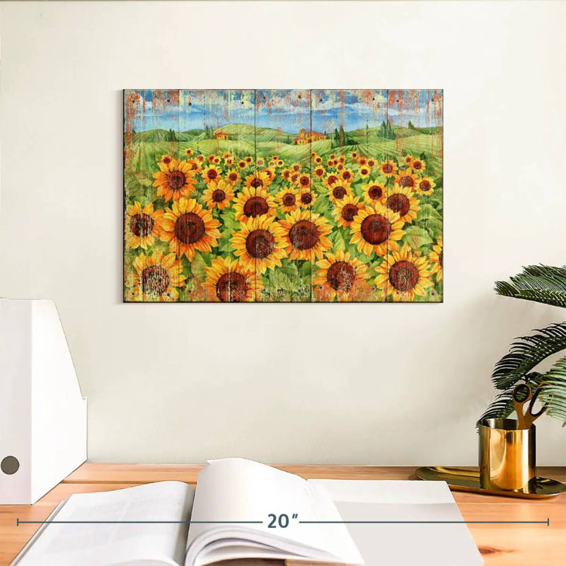 Champ de tournesols Alvord vieilli, H 8 po x l 12 po