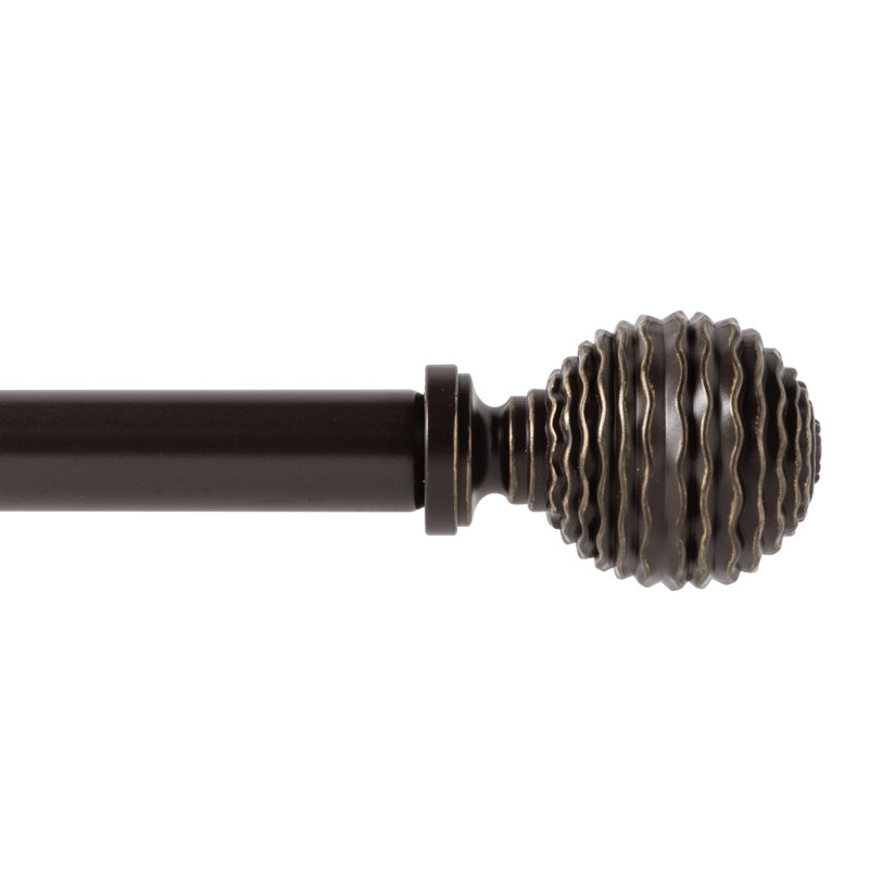 Tringle à rideaux simple 5/8 po avec faiteaux Boule, 48” – 84”, Noir