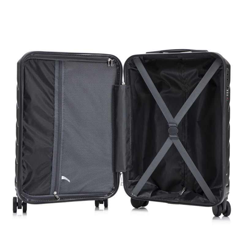 14 "/ 20" 2 pièces / ensemble dans un bagage à roulettes en ABS, avec serrure à combinaison, étui à cosmétiques 14 ", Gray