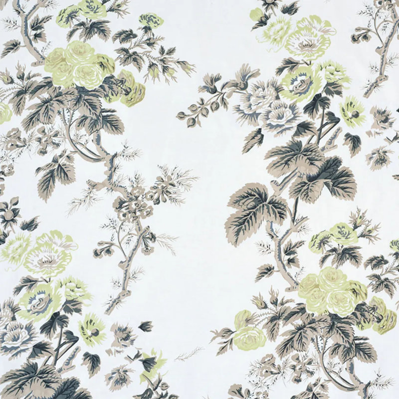 Pyne Hollyhock Fabric, Green Tea