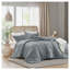 Ensemble d'édredon plissé gris doux délavé - literie simple / simple en microfibre de taille XL avec taie décorative assortie, certifié Oeko-Tex