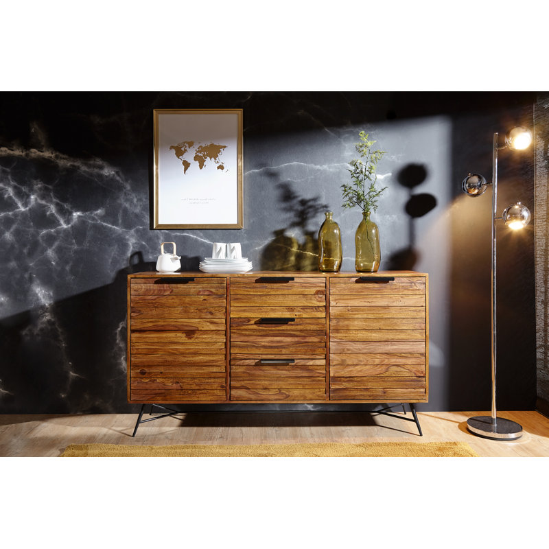 Aldred 160 Cm Wide 3 Drawer Solid Wood Sideboard
