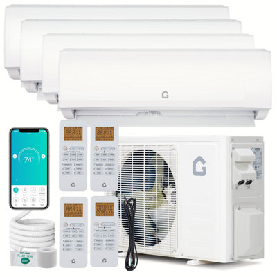 35000 BTU 19 SEER2 4 Zone Mini Split AC/Heating System (9K+9K+9K+18K), Ductless Wall Mounted Air Conditioner with Pre-Charged Condenser