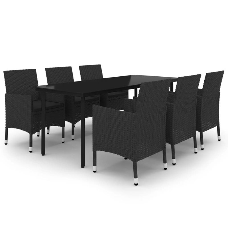Nikai Rectangular 6 - Person Long Dining Set with Cushions, 6, Black