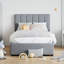 Lit de rangement hydraulique contemporain de taille simple contemporain pour l'efficacité de la chambre à coucher, plateforme élégante grise avec option spacieuse,
