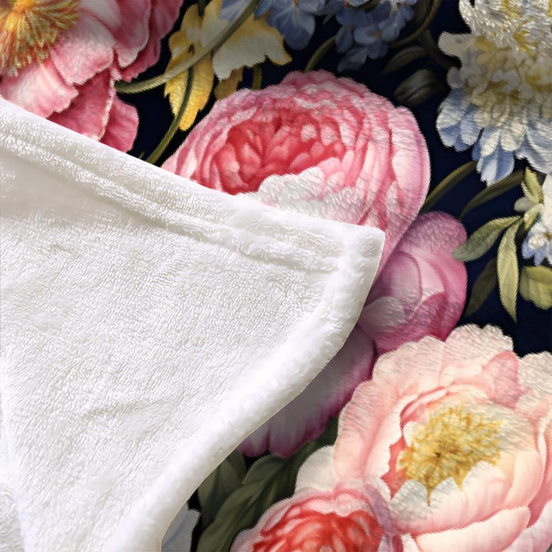 Couverture polaire King à motif floral et feuilles - Jeté en flanelle ultra douce et moelleuse pour lit, canapé, motif de plage estivale, cadeau décoratif pour les fêtes, 127 x 152 cm