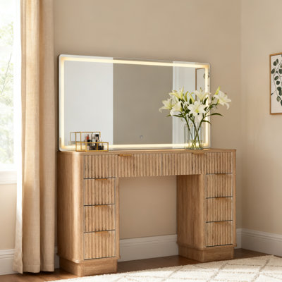 48-Inch Vanity with LED Lighted Mirror and 8 Drawers