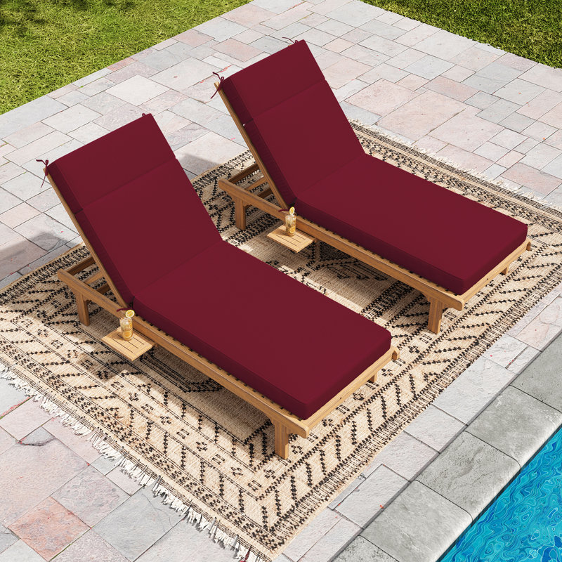 Outdoor 4'' Chaise Lounge Cushions Lounge Chair Cushions 21" W X 72" L (Set Of 6), Burgundy, 6, 21" W x 72" D