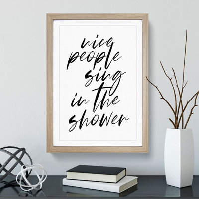 Sing In The Shower - Single Picture Frame Print on Wood