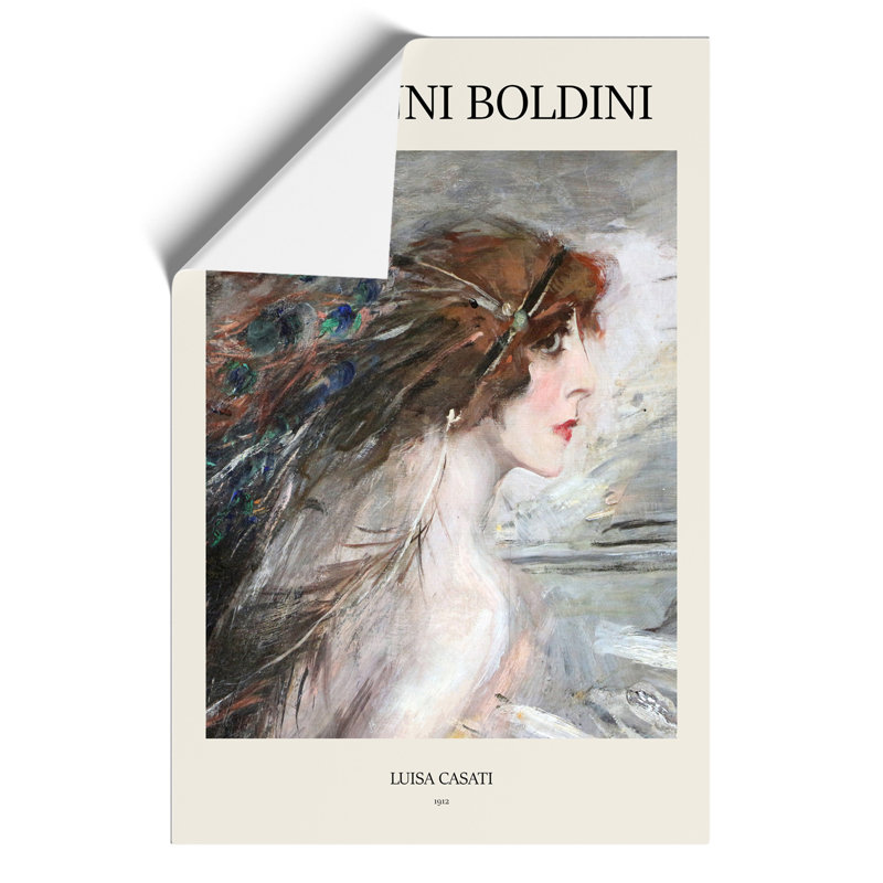 Woman with Peacock Feathers Print by Giovanni Boldini - Frameless Print, 59cm H x 42cm W x 0.1cm D