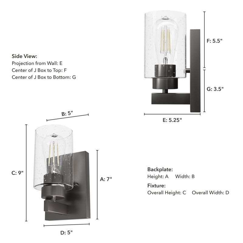 Noble Bronze Dimmable Metal Wall Sconce with Seeded Glass Shade