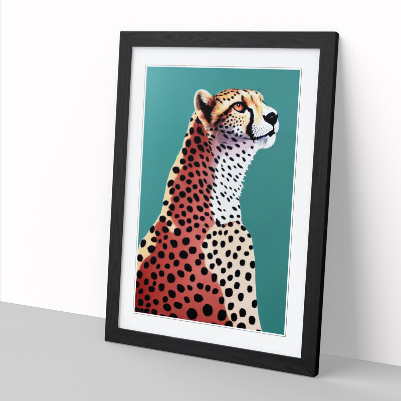 Cheetah Design - Picture Frame Print, 46cm H x 34cm W x 2cm D, Walnut Framed