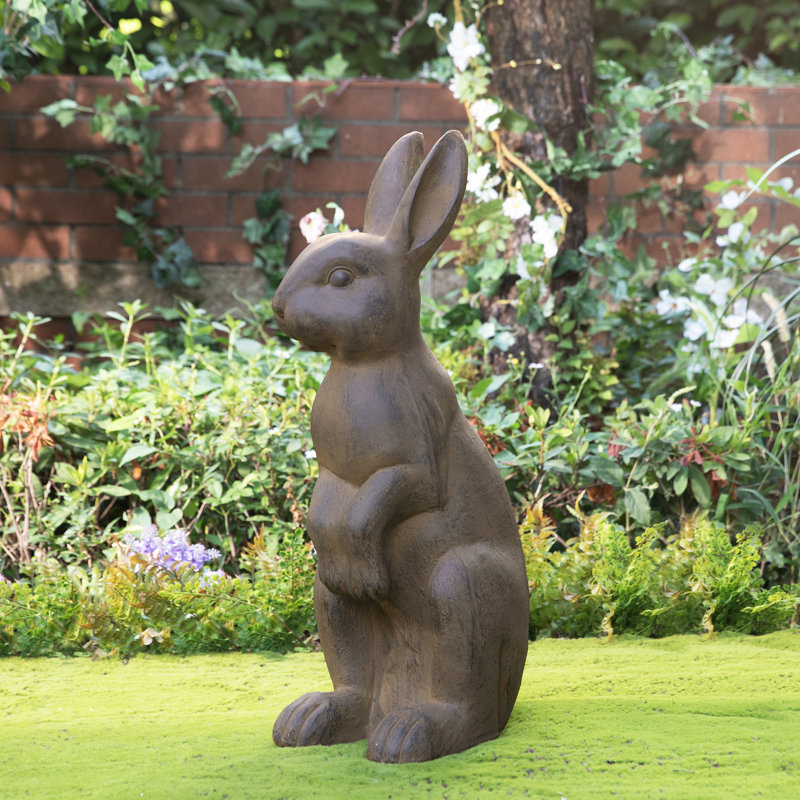 28"H MGO Oversized Bronze Standing Rabbit Statue