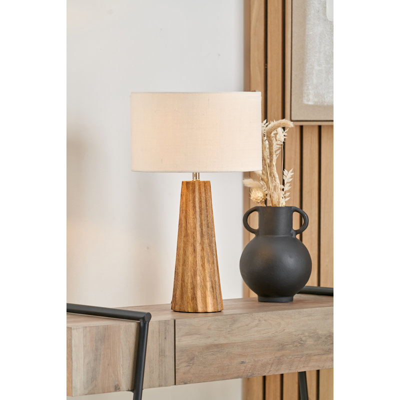 Draydon Wood Table Lamp, Natural/White