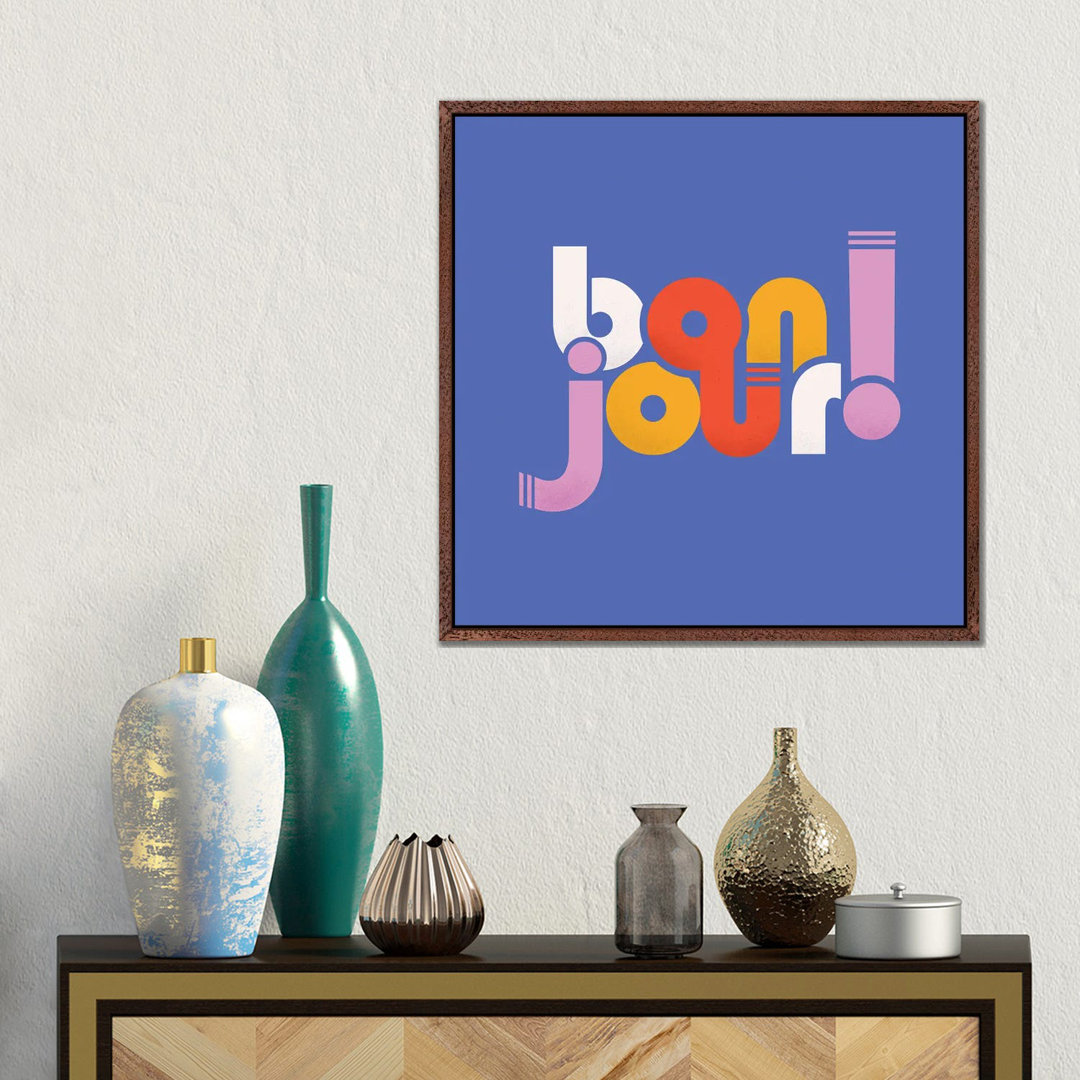 Bonjour French Typography I von Show Me Mars - Gallery-Wrapped Canvas GiclÃ©e