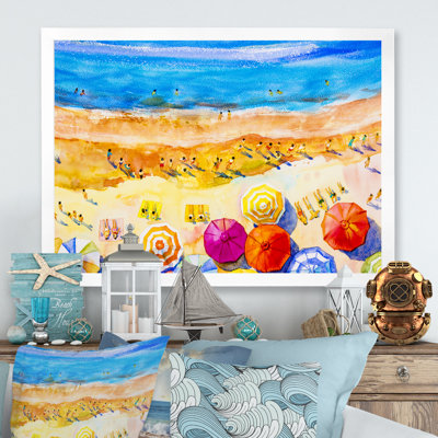 " Aerial Pastel Beach Miami IX " Oil Painting