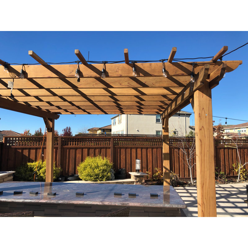 14ft x 14ft Natural Redwood Farmhouse Pergola