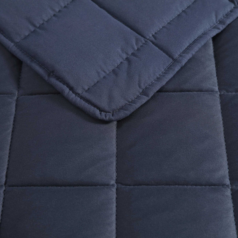 Nautica Solid Brushed Jersey Reversible Quilt Set, Blue, King Quilt + 2 King Shams