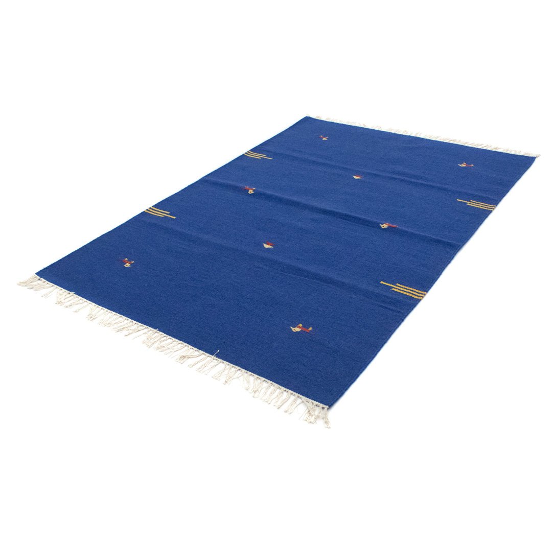Handmade Kilim Wool Blue Indoor/Outdoor Rug