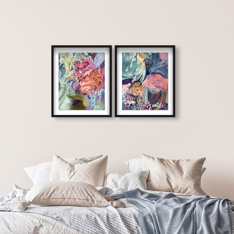 Abstract Botanicals Set Set by Oliver Gal, 51"H x 43"W, Black Shadowbox