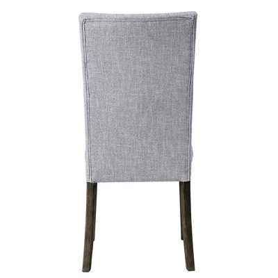 Grey Linen Side Chair  2  - Elegant Button Back, Solid Wood Frame Of 2 Chairs Contemporary Style For Dining Room With
