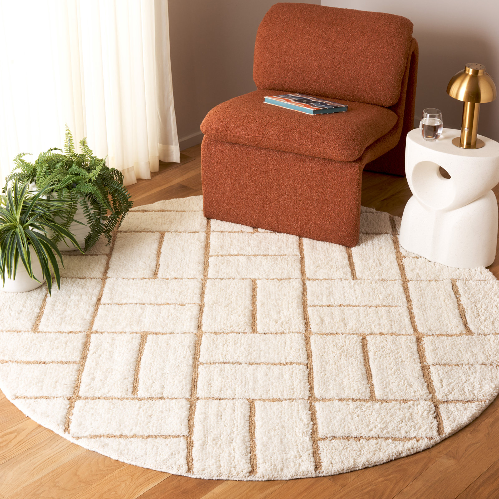 Volla Hand-Woven Striped Wool Rug, Round 6'