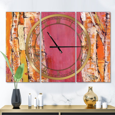 Glamour composition de rouge et or - horloge murale Mid-Century