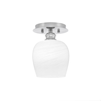 Edge 1 Light Semi-Flush With 6" White Marble Glass
