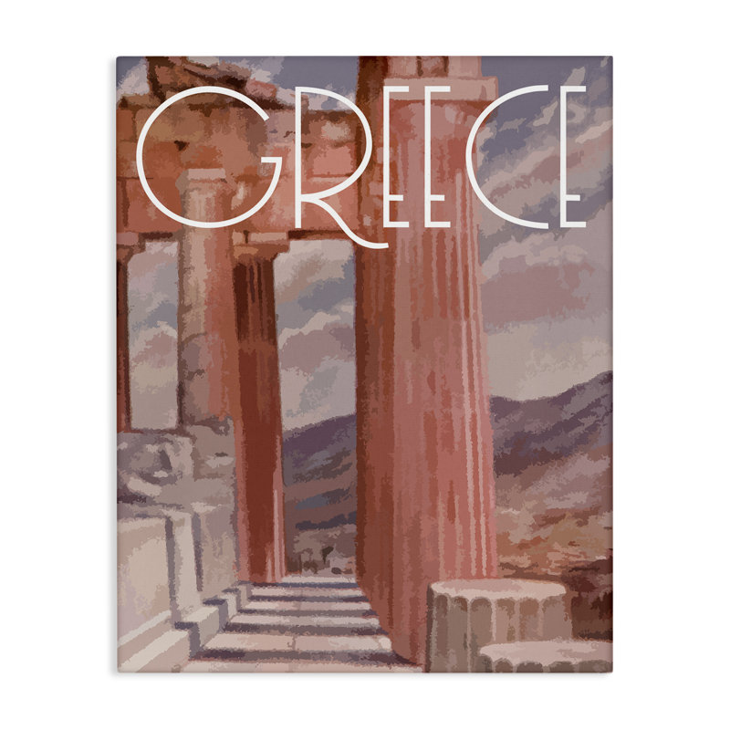 Art mural sur toile Grèce City par Daphne Polselli, H 20 po x l 16 po