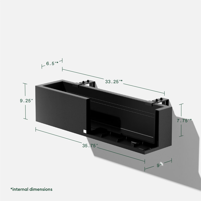 Block Series Railing Window Box Planter, Black