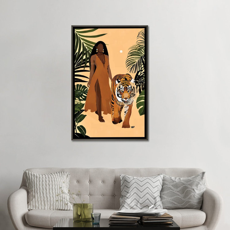 « Aliya » par Bria Nicole-impression d’art graphique, Toile encadrée de bois rustique foncé, Pas de tapis