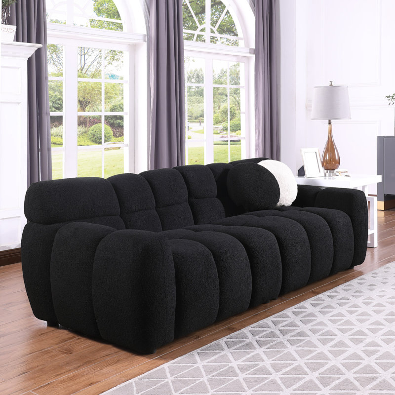 Canapé moderne Marshmallow, canapé 3 places, Boucle, Noir