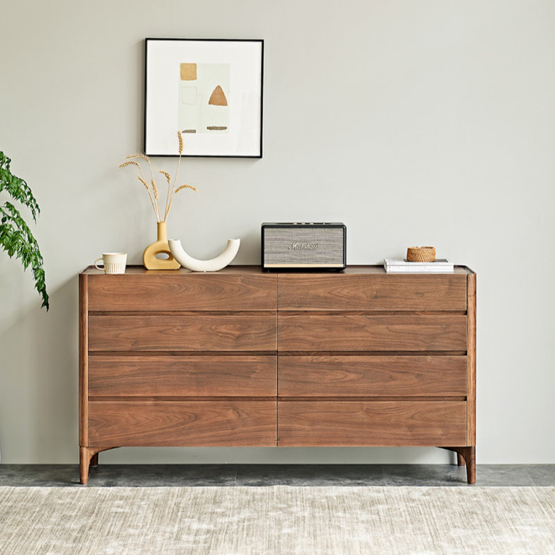 Commode de style simple en noyer noir à 8 tiroirs