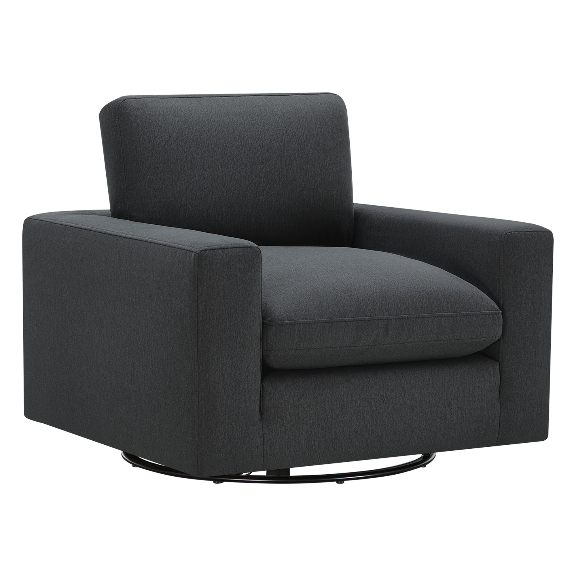 Asher Upholstered Swivel Armchair, Peyton Dark Slate Gray Pepper Twill
