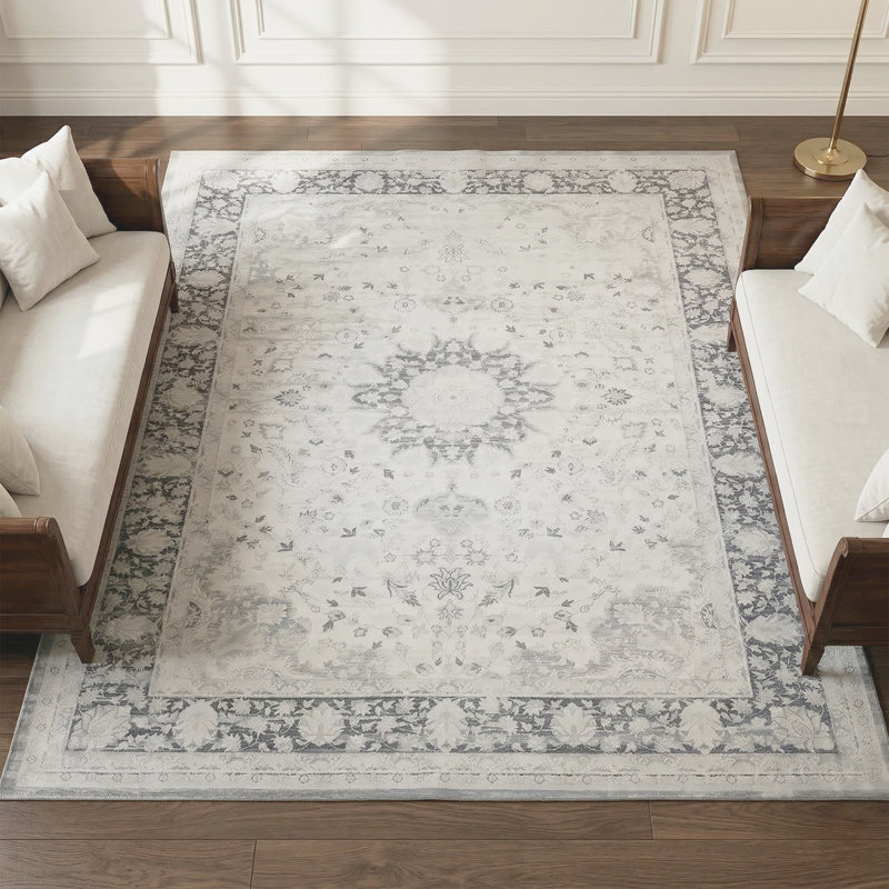 5x7 Machine Washable Area Rug,soft & Slip-resistant, Vintage Short-pile With Reinforced Bound Edges, Large Rug For Living Room, Dining Room, Bedroom