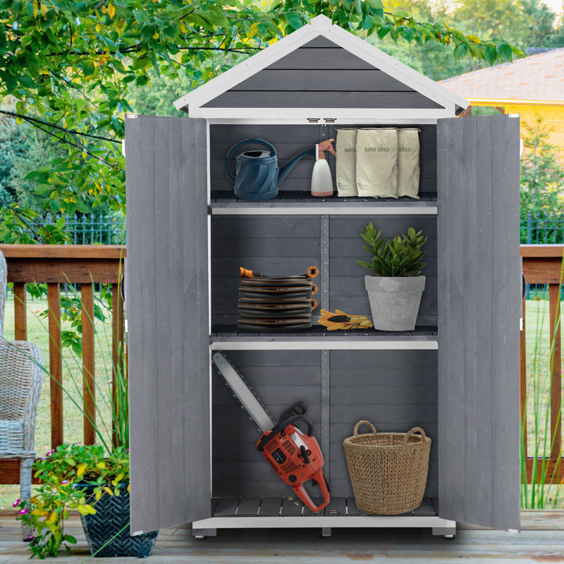 Outdoor 3 ft. W x 2 ft. D Solid Wood Lean-To Storage Shed, Gray