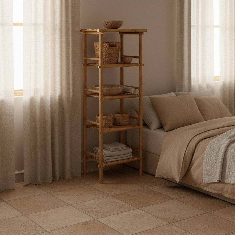 Handcrafted Natural Bamboo 5-tier free-standing Shelf