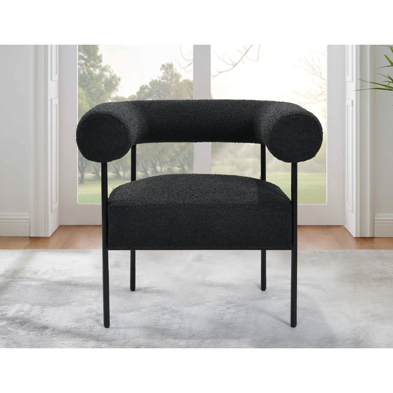 Fauteuil demi-tonneau 33 po Gelula, Bouclé noir