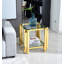 Table de bout carrée, table de bout moderne en acier inoxydable, table basse en verre trempé transparent double couche, table d'appoint avec rangement, pour le bureau à domicile-473060816