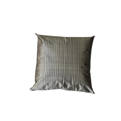Housses de coussin décoratives faites à la main écologiques 16 po x 16 po rayées gris soie d'intérieur, paquet de 1