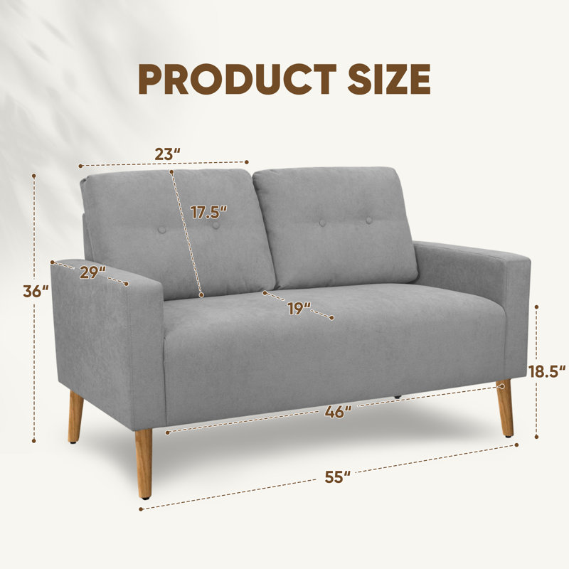 Koehler 56.3'' Upholstered Loveseat, Gray Cotton Blend