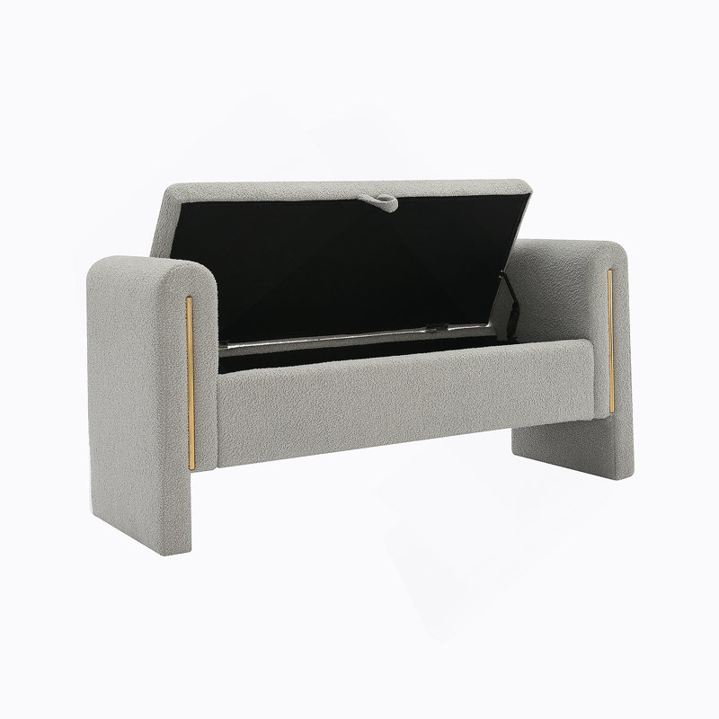 Banc de bout avec accoudoirs et rangement Modern Teddy, Gris